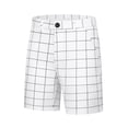 thumbnail image 1 of Pantalones cortoscuadros de verano pahombre Pantalones cortos ajustados con frente planocuadros blanco 36, 1 of 6