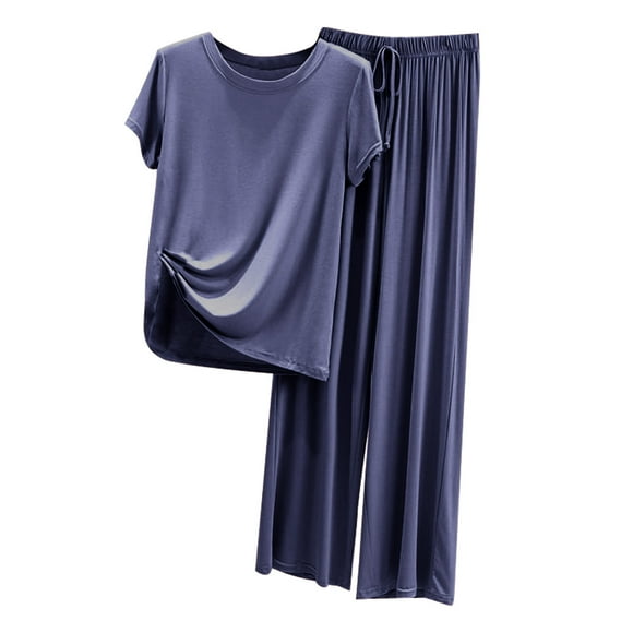 Pisexur Lounge Sets For Women Two Piece Outfits Loungewear Short Sleeve Crewneck Jogger Pajama Set and Sweatpants Tracksuit