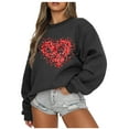 thumbnail image 2 of ZyeKqe Valentines Sweatshirt Women Fleece Lined Crewneck Loose Comfy Pullover Casual Graphic Printed Long Sleeve Tops, 2 of 6
