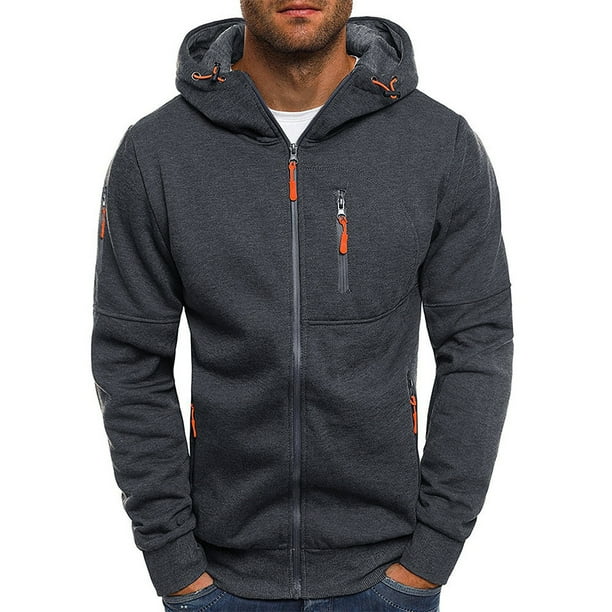 Gibobby Sudadera ligera hombre con cierre Sudadera Cierre para Hombre con Capucha Tela Stretch Comoda Calidad Basico(Gris,G)