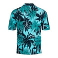thumbnail image 5 of Leesechin Short Sleeve Shirts For Men Clearance Hawaiian Print Lapel Shirt 2X Blue, 5 of 7