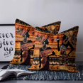 thumbnail image 2 of 18x18 Pillow Covers Set of 2, Black Orange Girls Boho Throw Pillow Covers Decorative Couch Cushion Case, Vintage Ethnic Tribe Abstract Art Microfiber Square Pillowcases for Bedroom Car Living Room, 2 of 7