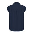 thumbnail image 6 of Pxiakgy Linen Shirts for Women Women's Elastic Cuffs Cotton Linen Button Up Shirt for Daily Casual Commuting Summer Loose Fit Sleeveless Button Down Shirts for Women Navy S, 6 of 7