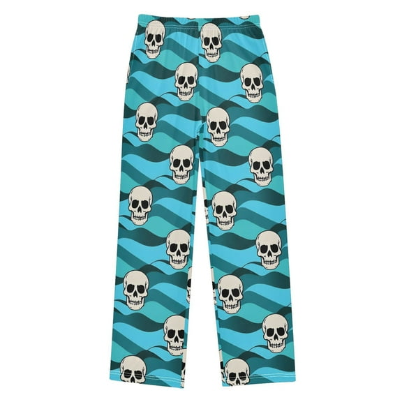 joogoo Skull on Wave Pajama Pants Pj Bottoms Sleepwear Lounge L