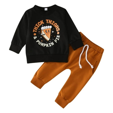 

Fall Outfits for Boys Toddler Boys Girls Long Sleeve Letter Prints T Shirt Pullover Tops Pants Outfits