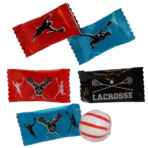Naturejam 100 count Lacrosse Themed Peppermints - Perfect Mints Individually Wrapped for Lacrosse Gifts for Boys - Candy Mints Bulk for any Themed Event or Party