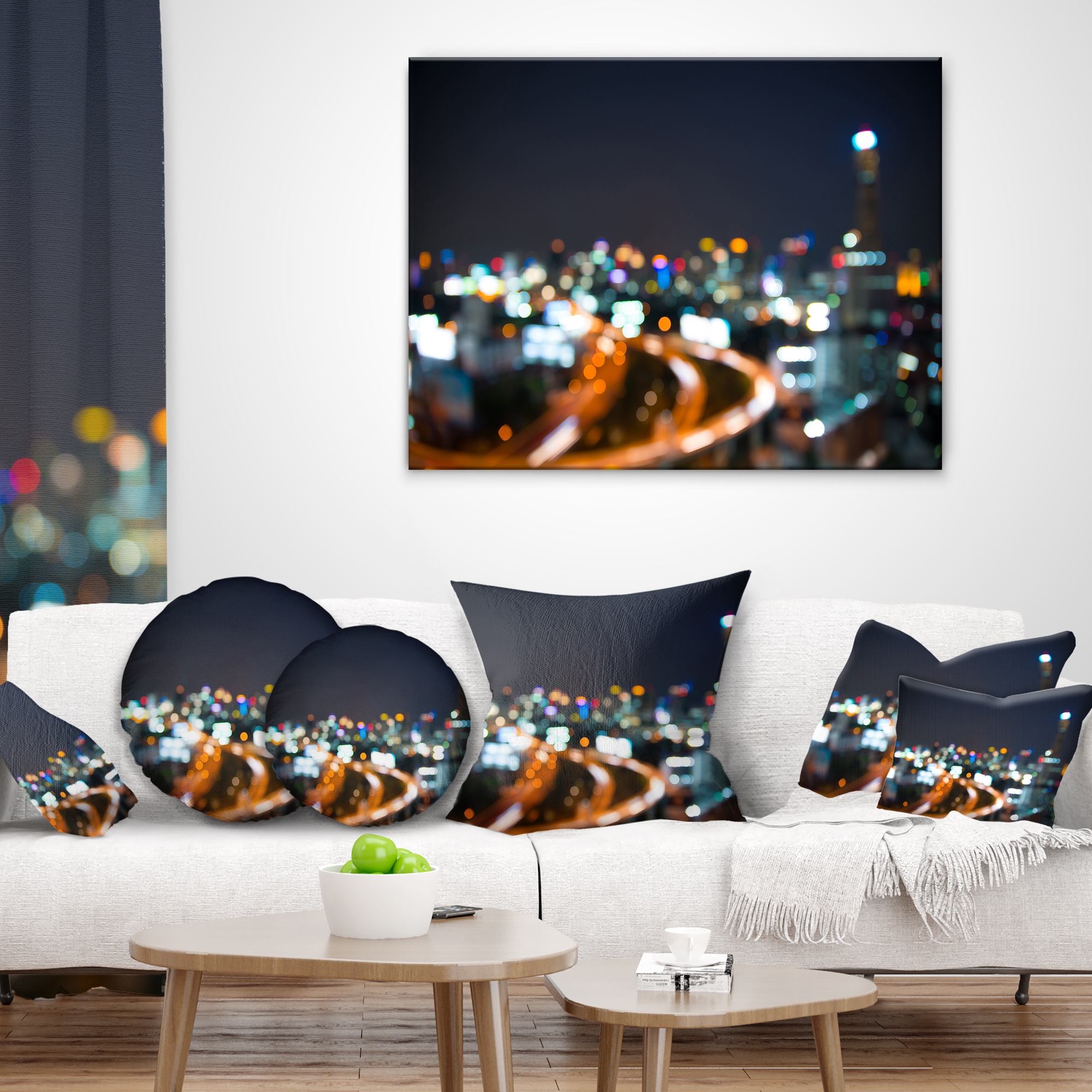 Designart Bangkok City at Twilight - Cityscape Throw Pillow - 18x18