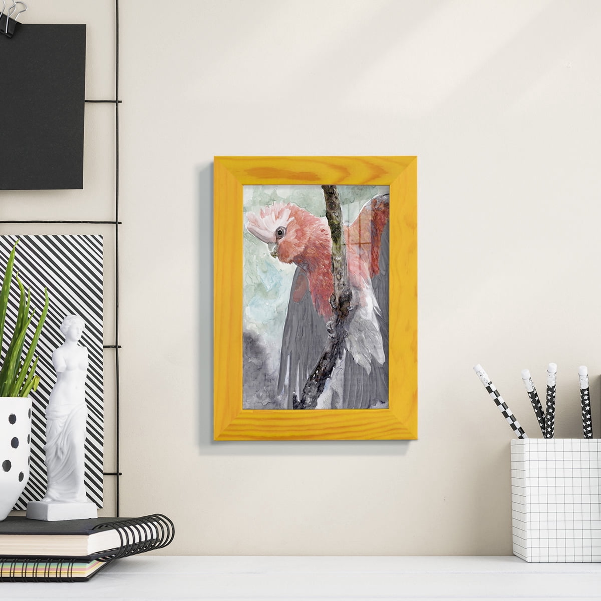 Tropic Parrot II - Framed Print w/glass - Sunflower Yellow