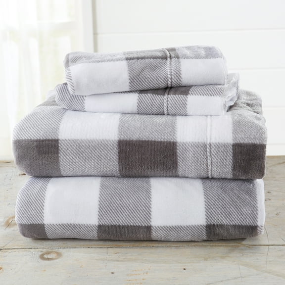 Great Bay Home Velvet Plush Fleece Sheet Set, CalKing, 4 Pieces