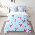 thumbnail image 2 of Feelyou Kawaii Bowknot Ribbon Twin Bedding Sets 7-Piece for Girl, Cartoon Blue Red Bedding Comforter Set, Dreamy Princess Style Reversible Sheet Sets, Ultra Soft Bedroom Decor, 2 of 7