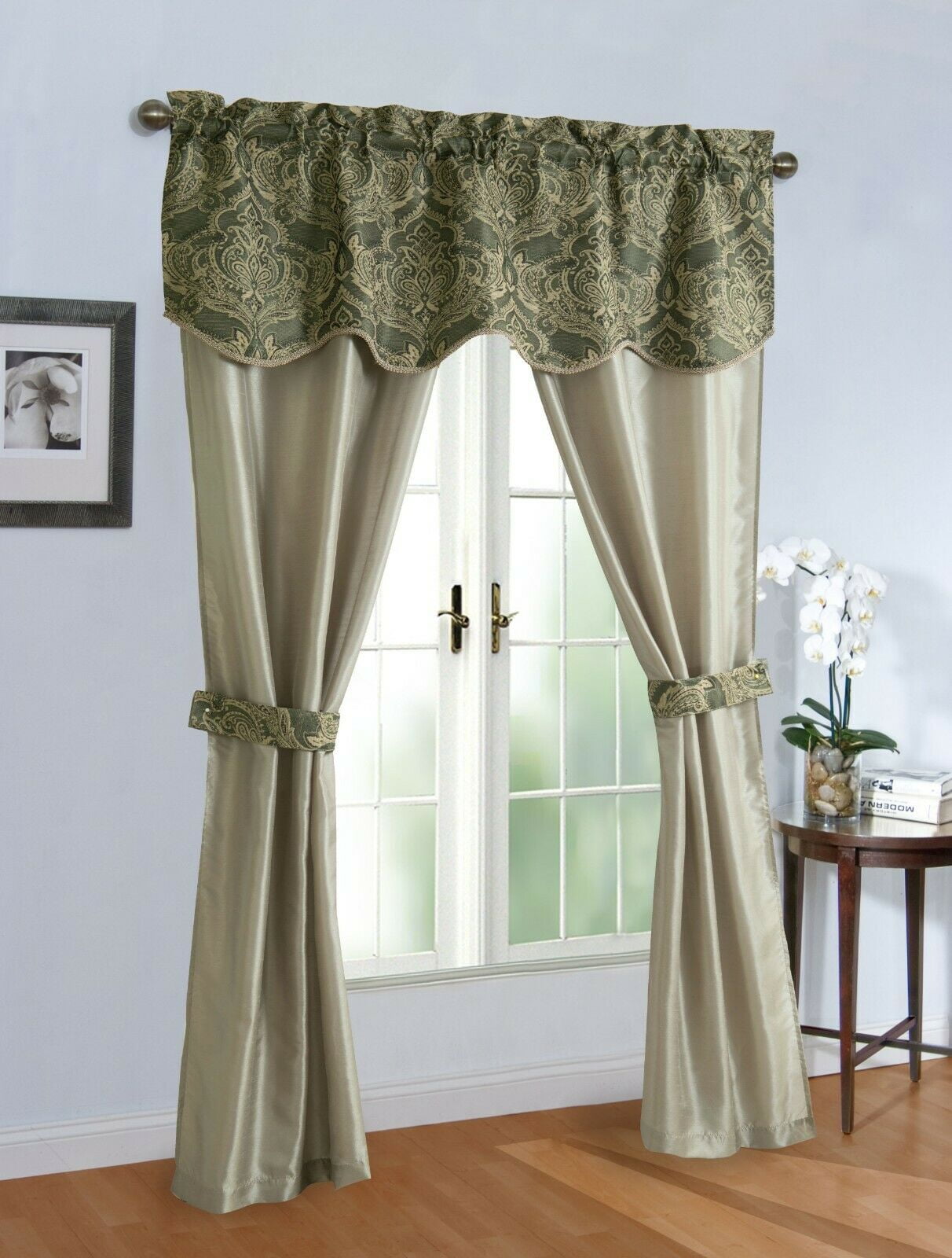 Complete 5 Pc Window in a Bag Floral Sheer Curtain Set Assorted Colors & Sizes 