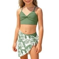 thumbnail image 3 of Girls Tankini Swimsuits Ruffle Bikini Set Adjustable Straps Tankini with Shorts 3 Piece Tropical Printed Girls Bathing Suits Size 7-8, 3 of 7