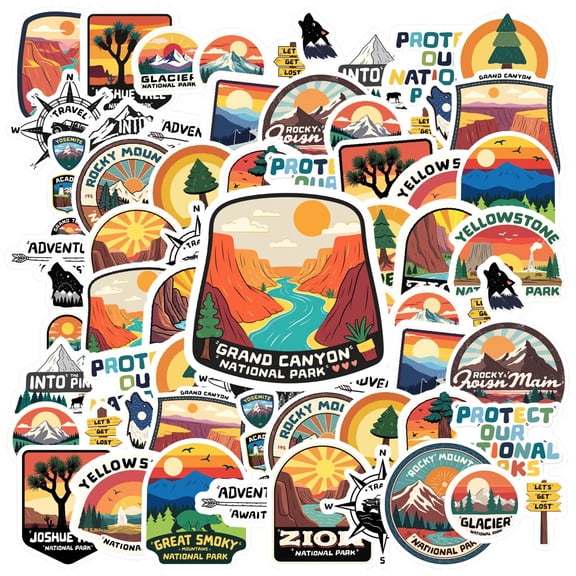 35pcs Scenic Stickers National Parks Adventure Stickers Mountains Nature Stickers for Laptops Suitcase Phone