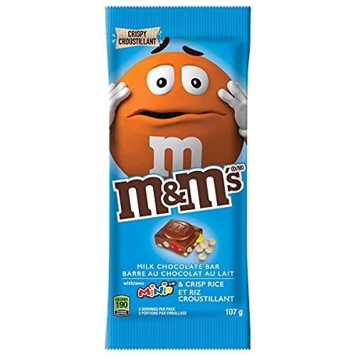 M&M's Minis Tablette de bonbons croustillants à la menthe et au chocolat au lait, barre, 107 g 1 barre, 107g