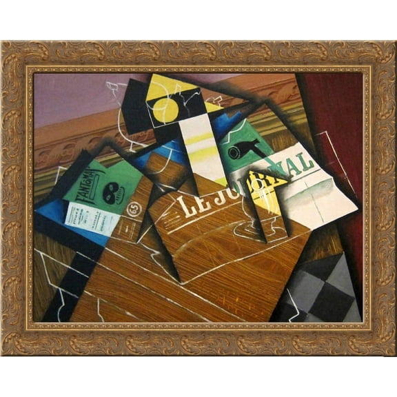 Fantomas 24x20 Gold Ornate Wood Framed Canvas Art by Juan Gris