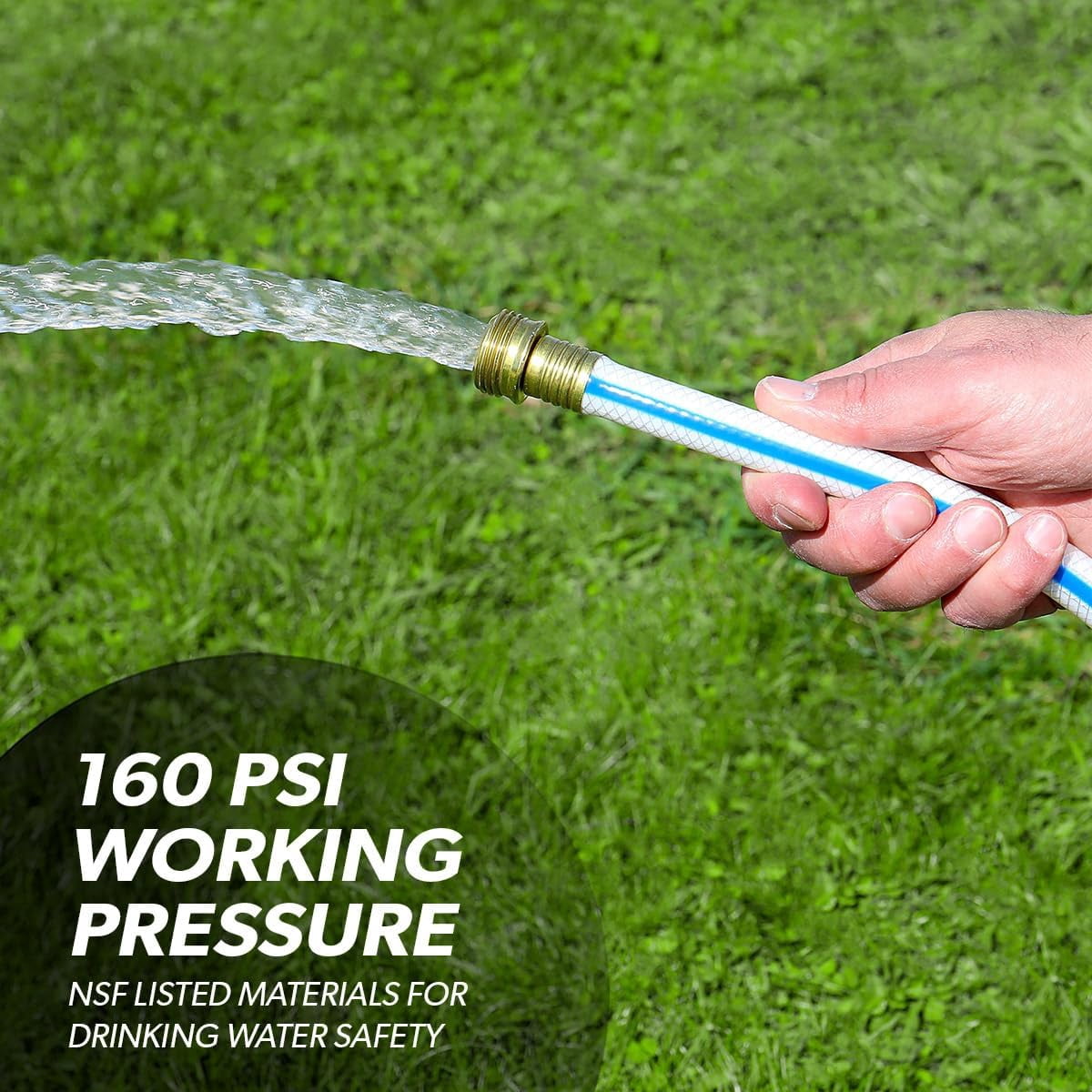 HWong W01-6600 AquaFresh High Pressure Drinking Water Hose - 5/8" x 50', White