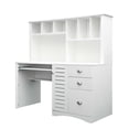 thumbnail image 3 of DEALTOPS Home Office Computer Desk with Hutch, 3 Drawers, Study Table, Keyboard Tray, White, 3 of 9