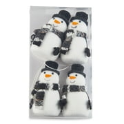 Holiday Time Mini Black and White Flocked Snowmen Ornaments, 4 Count
