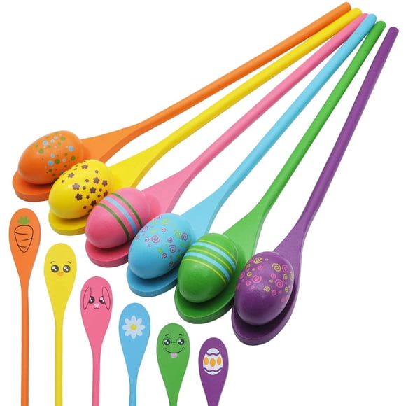 JOYIN Easter Egg and Spoon Race Game Set; 6 Eyeballs and Spoons with Assorted Colors for Kids and Adults Halloween Outdoor Fun Games, Party Favor Supplies, Classroom Activities