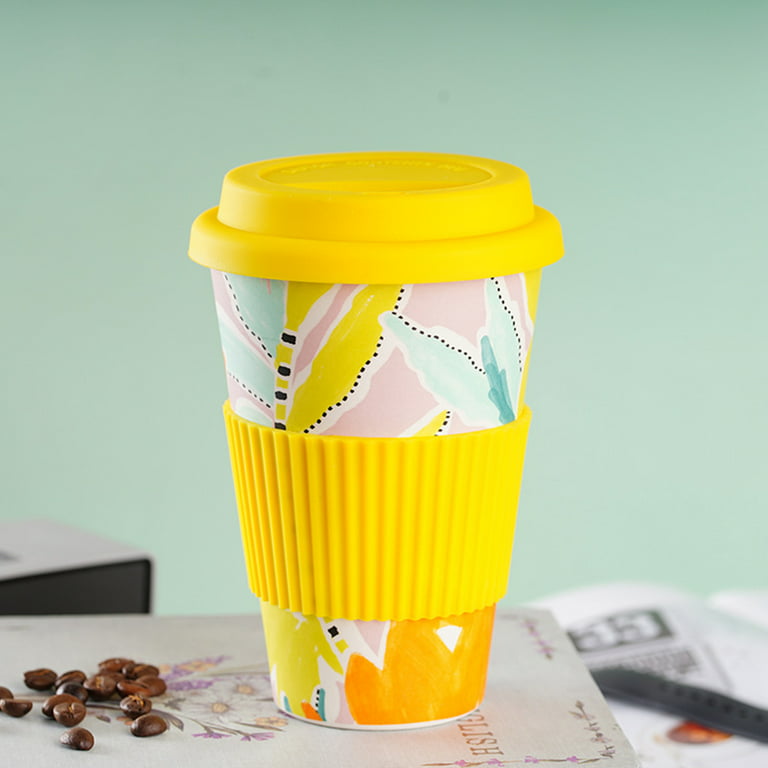 Bamboo fiber Degradable cup creative traveling cup portable coffee mugs  mark cup Eco Friendly Non-slip Home office Mugs With Lid