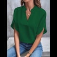 thumbnail image 3 of Blusa de para Mujer, Cuello en V, Estilo Túnica Elegante. Verde XL, 3 of 5