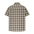 thumbnail image 5 of Coorders Men's Short Sleeve Cotton Plaid Shirt with Double Pocket, Brown, XL, 5 of 9