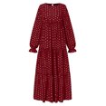 thumbnail image 7 of Levmjia Womens Bohemian Dress Long Sleeve Round Neck Loose Flowy Party Gown Casual Elegant Muslim Holiday Maxi Dress with Ruffle Multi Color Options, 7 of 7