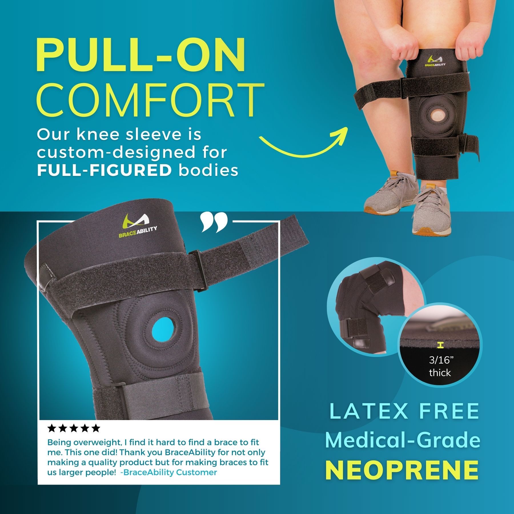 BraceAbility Plus Size Orthopedic Knee Brace with Side Stabilizers for Knee Pain and Instability 4XL