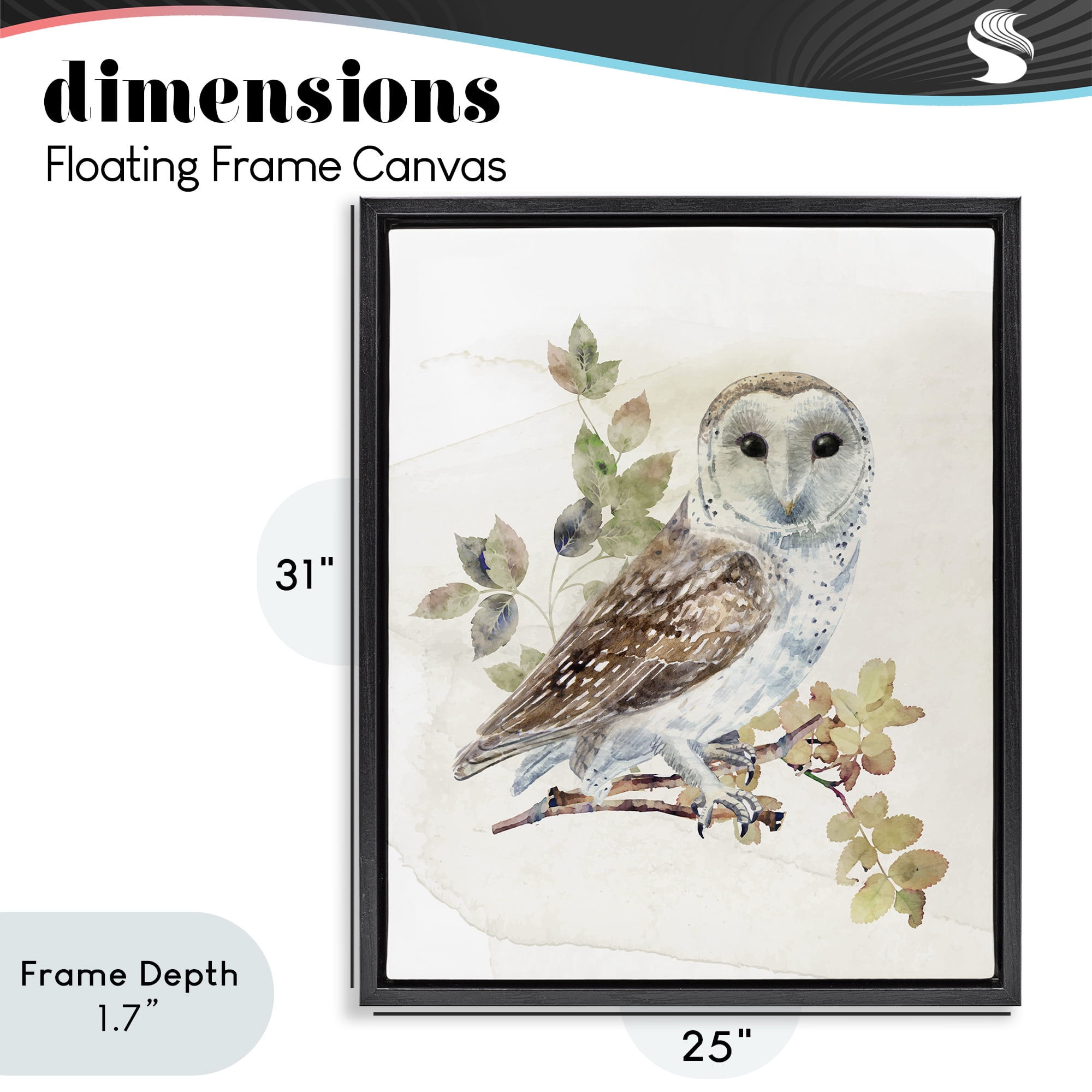 Stupell Industries Owl Among Autumn Leaves Black Framed Floater Canvas Wall Art, design by CAD Designs