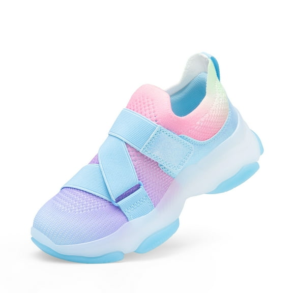 DREAM PAIRS Girls’ Slip-On Sneakers, Z-Strap Walking Shoes with Colorful Jelly Sole