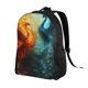 thumbnail image 2 of Easygdp Red And Blue Fire Peacock Mochila Versátil y Elegante: Comodidad, Almacenaje y Durabilidad para la Universidad, Trabajo, Viajes y Uso Diario, 2 of 8