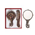 thumbnail image 1 of Opexicos 2 uds/1 Juego de espejo de tocador con relieve de pavo real, juego de peine, espejo cosmético de Metal portátil de viaje con cuentas incrustadas para mujer, 1 of 5