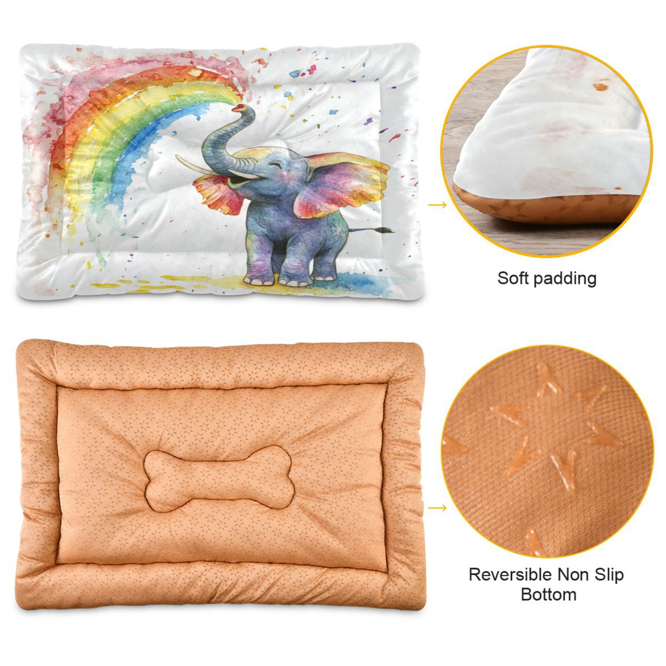 Qxltty Elephant Color Spraying Ped Pad Wear-resistant and Hard to Bite Through Sleeping Pad for Small Medium Large Dogs Winter Pet Bed 36×24in