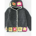 thumbnail image 4 of Woonie Handmade Granny Square Hooded Cardigan-Grey, 4 of 4