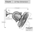 thumbnail image 2 of Matthews Fan Company KC-BN Kaye 13” Brushed Nickel Wall Mount/Ceiling Fan with 3 Blades, Wall Control, Damp Rated, 2 of 10
