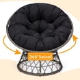 thumbnail image 3 of LOGYAT Wicker Papasan Circle Chair, 360° Swivel Chair, 37" Living Room Chair, Indoor Outdoor Rattan Chair with Thick Cushion, Ideal for Teenagers,Grey Rattan with Black Cushion, 3 of 6