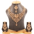 thumbnail image 4 of Sunsoul by Touchstone Indian Bollywood Royal Look Attractive Filigree Carving Yellow Faux Citrine Color Rhinestone Bridal Designer Jewelry Necklace Set In Antique Gold Tone For Women., 4 of 5