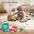 thumbnail image 4 of ODIKA 6'x9' Washable Area Rug Coquette Scattered Rose Bouquet With Delicate Bow Accents Vintage for Family Room, Living Room, Master Bedroom, Non-Slip, Easy Care, 4 of 7
