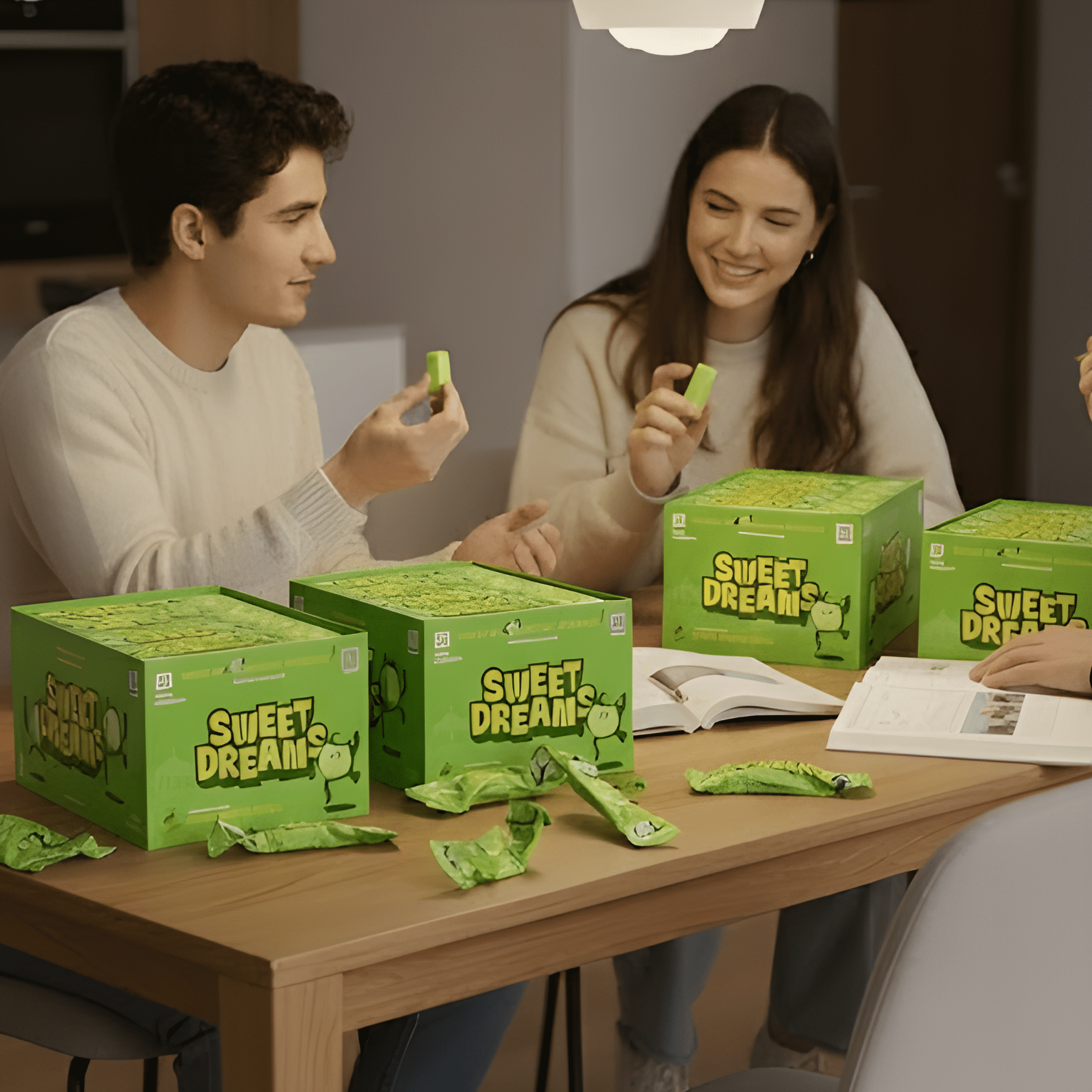 Sweet Dreams Soft Center-Filled Sour Green Apple Candy - 4 Boxes, 80 Sticks, 640 Pieces - Gluten-Free Candy Sticks - Sweet & Tangy Apple Candy for Kids and Adults