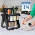 thumbnail image 3 of Rotating Ferris Wheel Spice Rack Set, 6-Tier Rotating Spice Rack Organizer for Cabinet Counter with 18 Glass Spice Cans, Funnel Label, Seasoning Organizer, Kitchen Organization and Storage, Black, 3 of 9