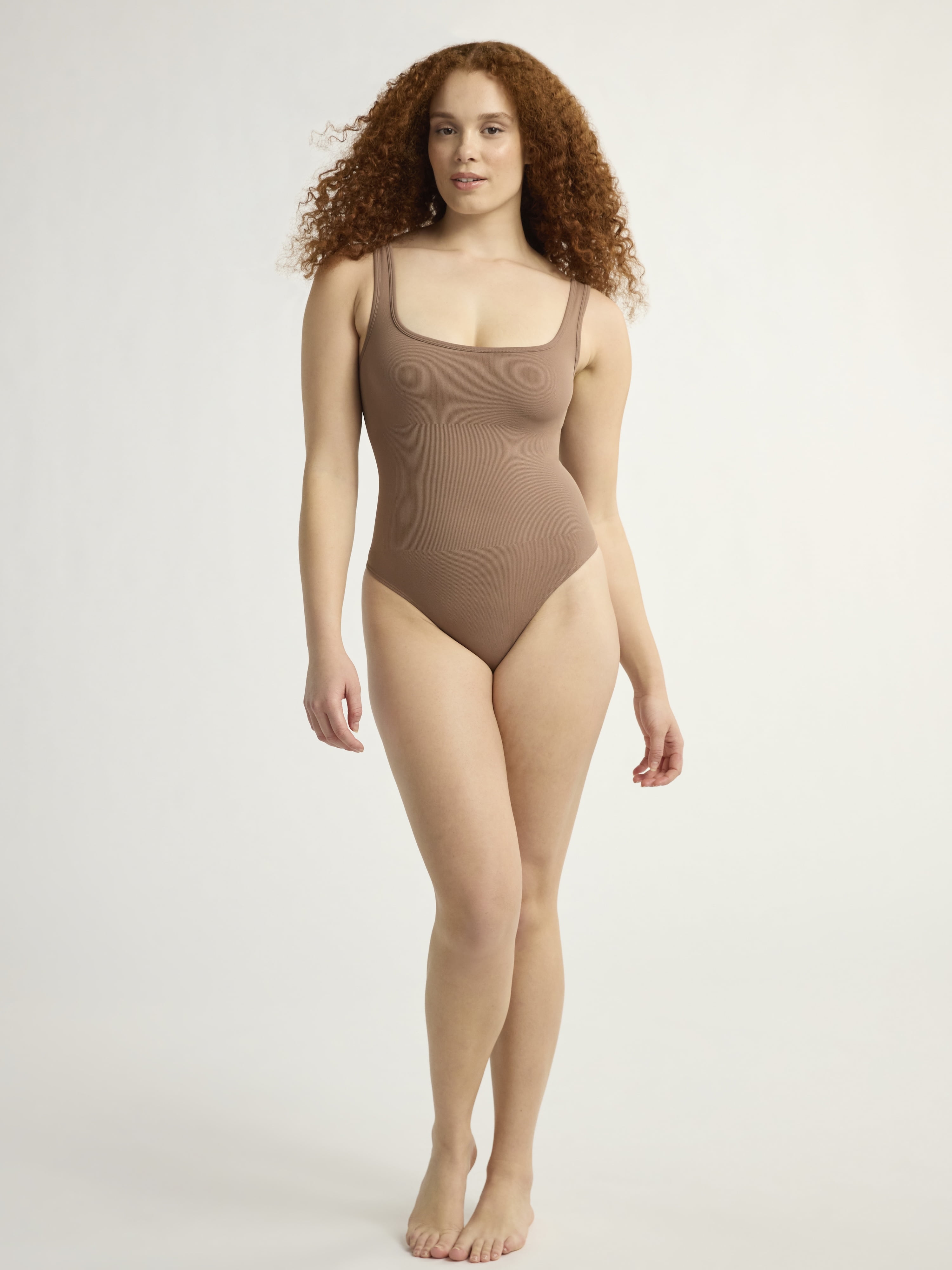 Joyspun Women's Seamless Slimming Square Neck Tank Bodysuit, 2-Pack, Sizes S-XXXL