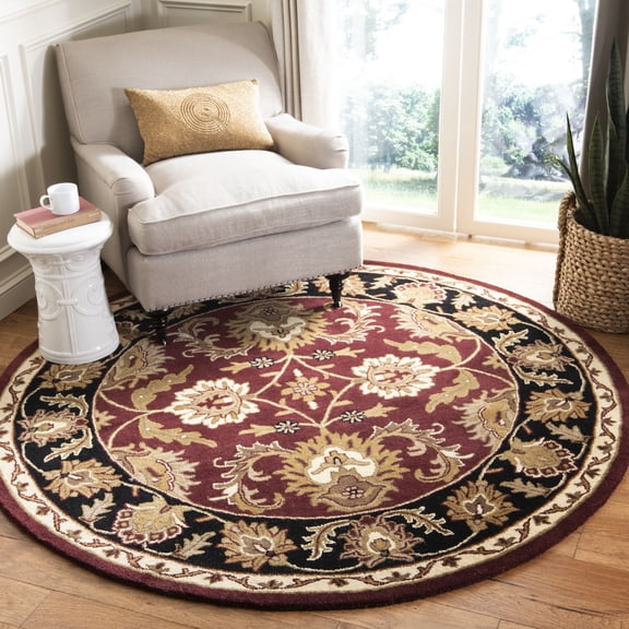 SAFAVIEH Classic Shanelle Oriental Wool Area Rug, Burgundy/Black, 3'6" x 3'6" Round