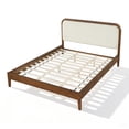 thumbnail image 3 of Christopher Knight Home Minimalist Queen Wood Bed Frame with Upholstered Curved Headboard, Brown Oak, 3 of 9