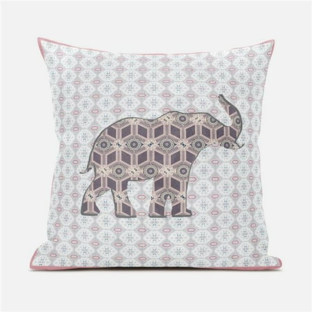 

Amrita Sen Designs CAPL802FSDS-BL-18x18 18 x 18 in. Elephant Silhouette Duo Suede Blown & Closed Pillow - White Pink & Brown