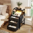 thumbnail image 4 of GUNAITO Led Nightstand with Charging Station Side Table with 3 Drawers End Table with Open Shelf Bedside Table with USB Ports and Outlets Nightstand for Bedroom,Black, 4 of 9