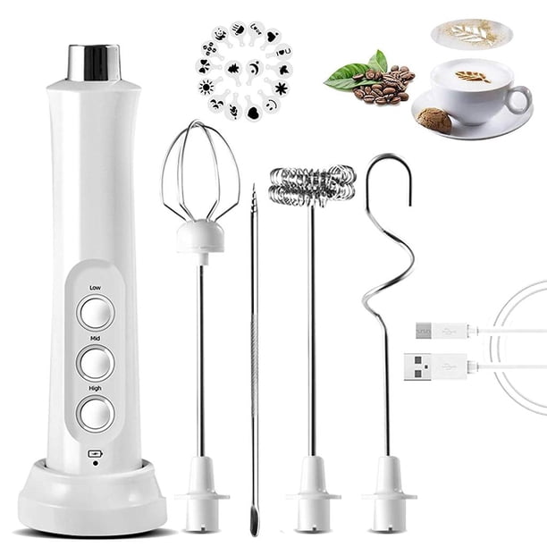 Espumador de leche eléctrico multiusos Batidora de mano de carga USB para batidor de café Mezclador de bebidas de espuma de leche Frappe Huevo blanco Soledad Vaporizador de leche