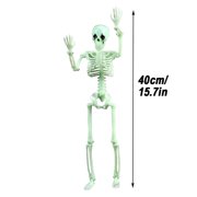 Weloille Glow-in-the-Dark Halloween Skeleton, 1.31Ft Realistic Plastic Human Bone, 8H Luminous Effect After Light Exposure, Spooky Decor for House Party