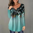 thumbnail image 1 of Pntutb Mujer Casual Camiseta Impreso Manga Larga Cuello Redondo Fruncido Pullover Blusa tops Pntutb Pntutb-7552, 1 of 5