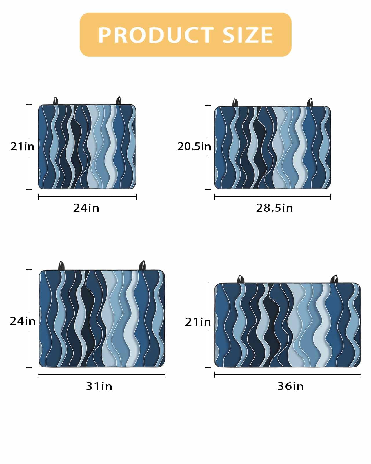 nqOlkjepod Large Induction Cooktop Protector Mat 36"x21", Abstract Blue Moire Stove Top Covers for Electric Stove, Gradient Coastal Ocean Geometric Waves Stove Burner Cover Mats Stove Cover