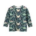 thumbnail image 4 of Spazoro Toddler Girls 3/4 Sleeve Shirts, Spring and Fall Round Neck Dinosaur Print Casual Fashionable Tops for Girls Multicolor Size 5-6T, 4 of 5